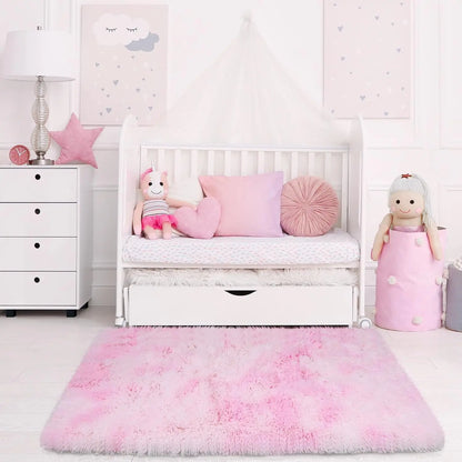 VIKAMA Tie-dye Plush Carpet 40x60cm Home Soft Area Rug Girls Bedroom Bed Blanket Children's Room Decoration Non-Slip Floor Mat