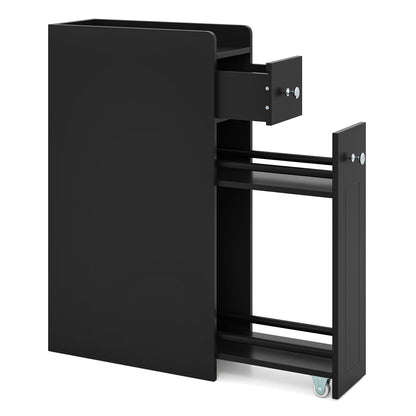 Small Bathroom Storage Cabinet 4-Tier with Slide Out Drawers on Casters