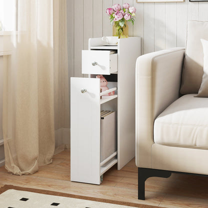 Small Bathroom Storage Cabinet 4-Tier with Slide Out Drawers on Casters