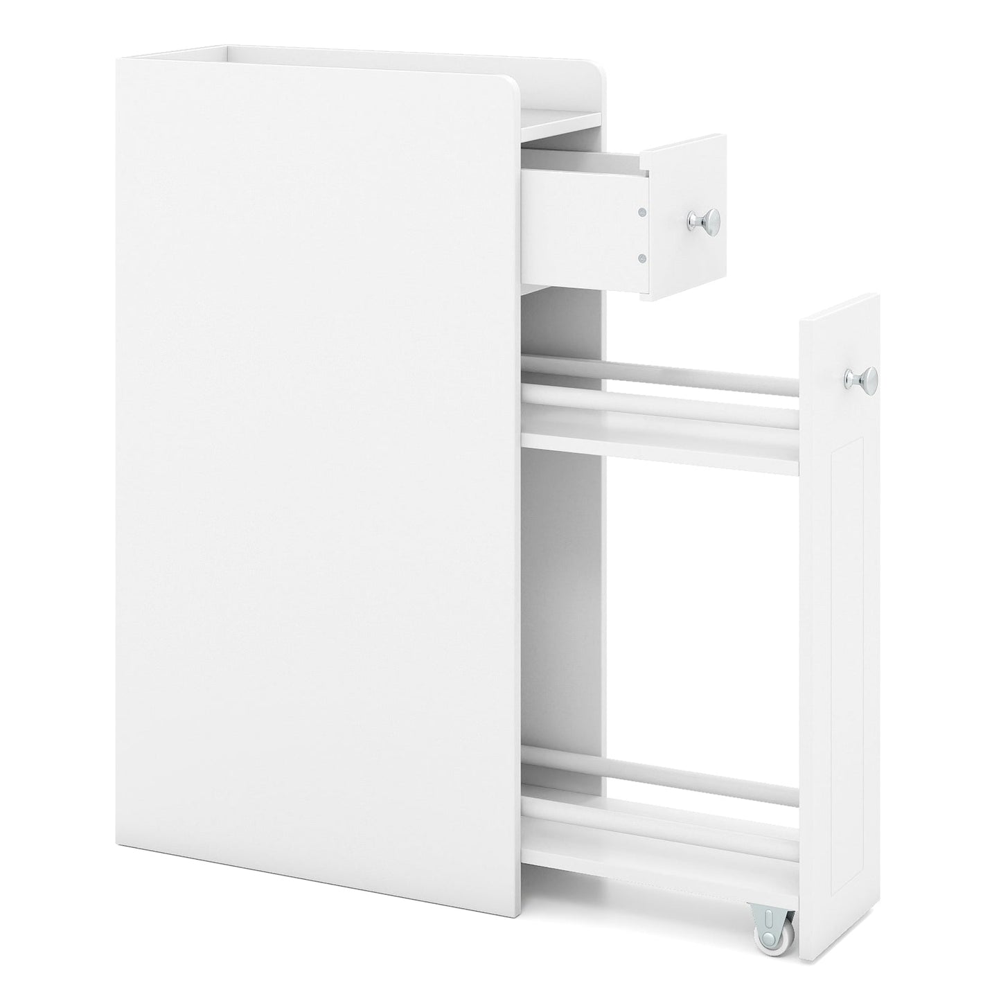 Small Bathroom Storage Cabinet 4-Tier with Slide Out Drawers on Casters