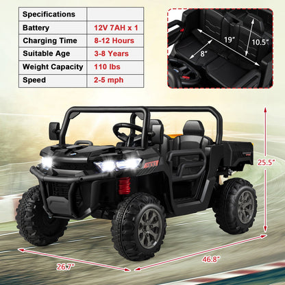 12V 2-Seater Kids Ride On Dump Truck with Dump Bed and Shovel