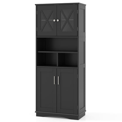Tall Bathroom Cabinet Large Floor Storage Cabinet with Acrylic Doors and 3 Cubes