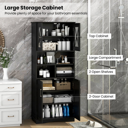 Tall Bathroom Cabinet Large Floor Storage Cabinet with Acrylic Doors and 3 Cubes