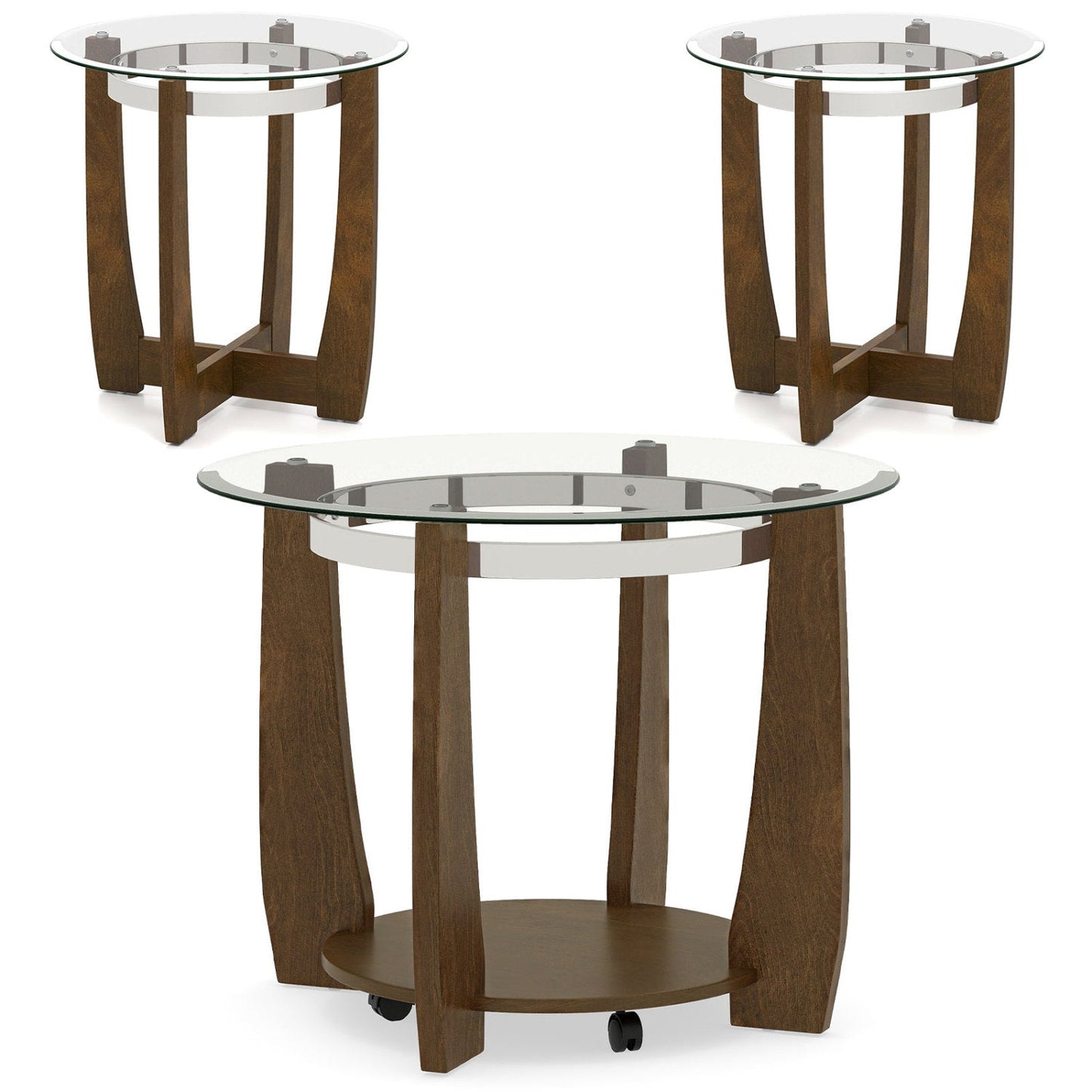 Tempered Glass Coffee Table Set of 3 for Living Room Bedroom