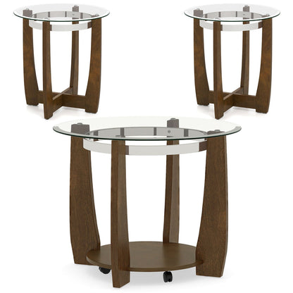 Tempered Glass Coffee Table Set of 3 for Living Room Bedroom
