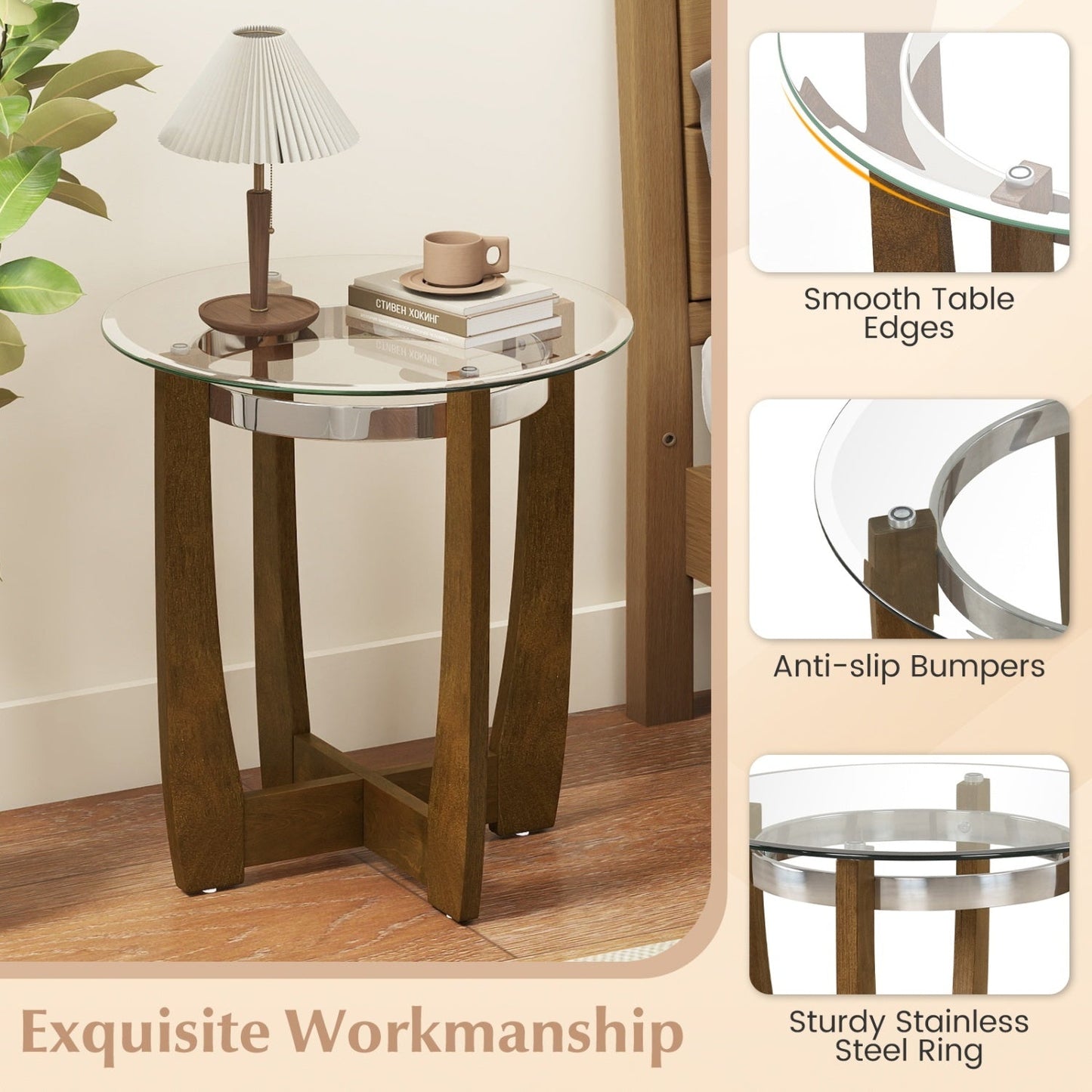 Tempered Glass Coffee Table Set of 3 for Living Room Bedroom