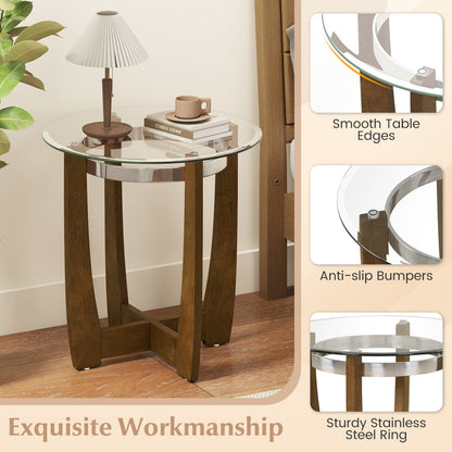 Tempered Glass Coffee Table Set of 3 for Living Room Bedroom