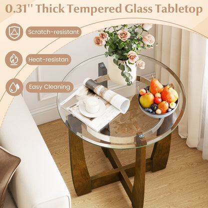 Tempered Glass Coffee Table Set of 3 for Living Room Bedroom