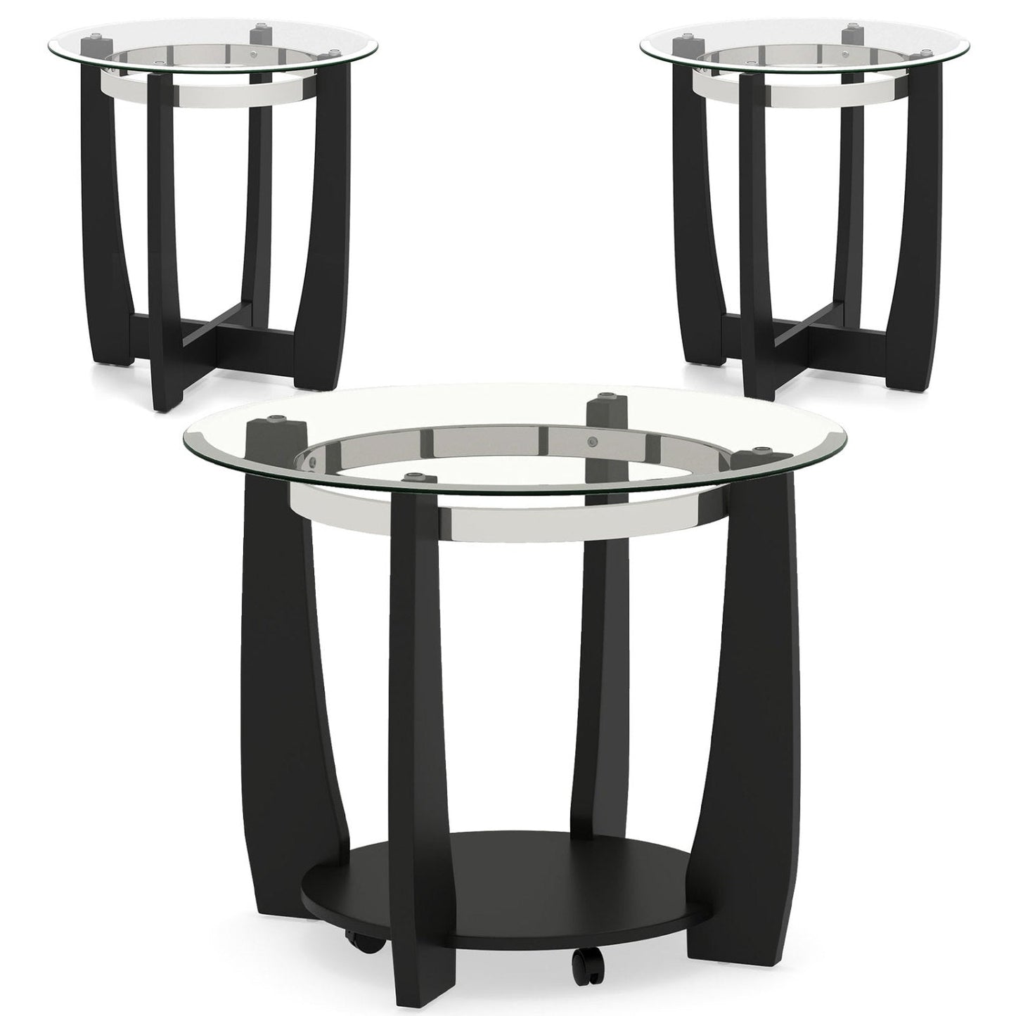 Tempered Glass Coffee Table Set of 3 for Living Room Bedroom