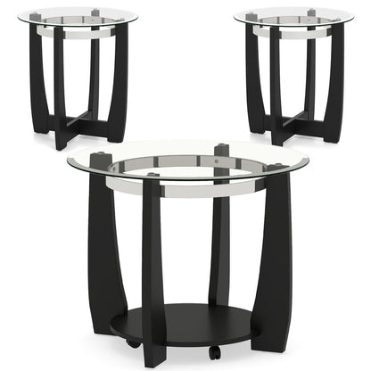 Tempered Glass Coffee Table Set of 3 for Living Room Bedroom