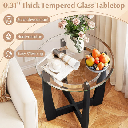 Tempered Glass Coffee Table Set of 3 for Living Room Bedroom