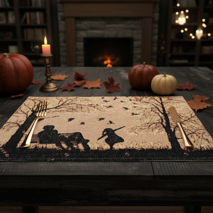 DaDalogy Bedding Set of 4 Pieces Autumn Birds Blessing Tapestry Dining Placemats 13” x 19” (Thanksgiving)