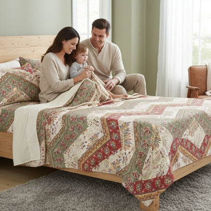DaDa Bedding Cranberry Sage Floral Flat Sheet Set
