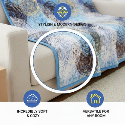 DaDa Bedding Swirly Navy Blue Lagoon Abstract Mink Flannel Fleece Throw Blanket (XY9897)
