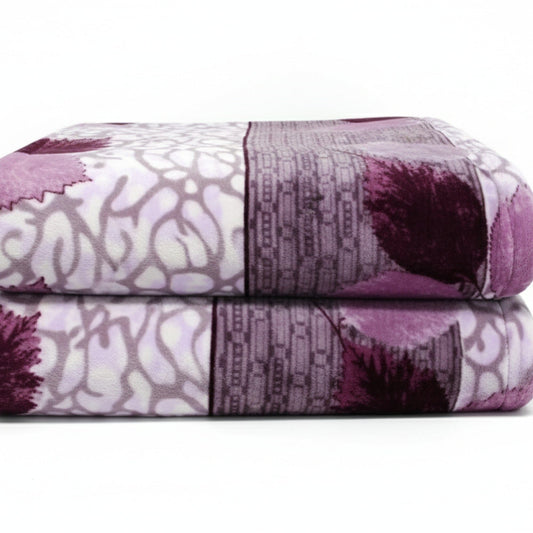 DaDa Bedding Orchid Blossoms Striped Floral Lavender Plush Fleece Flannel Throw Blanket (XY9833)