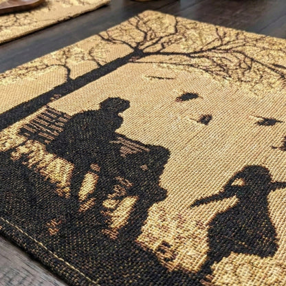 DaDalogy Bedding Set of 4 Pieces Autumn Birds Blessing Tapestry Dining Placemats 13” x 19” (Thanksgiving)