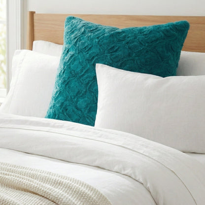 DaDa Bedding Emerald Green Blue Faux Fur Pillow Cover