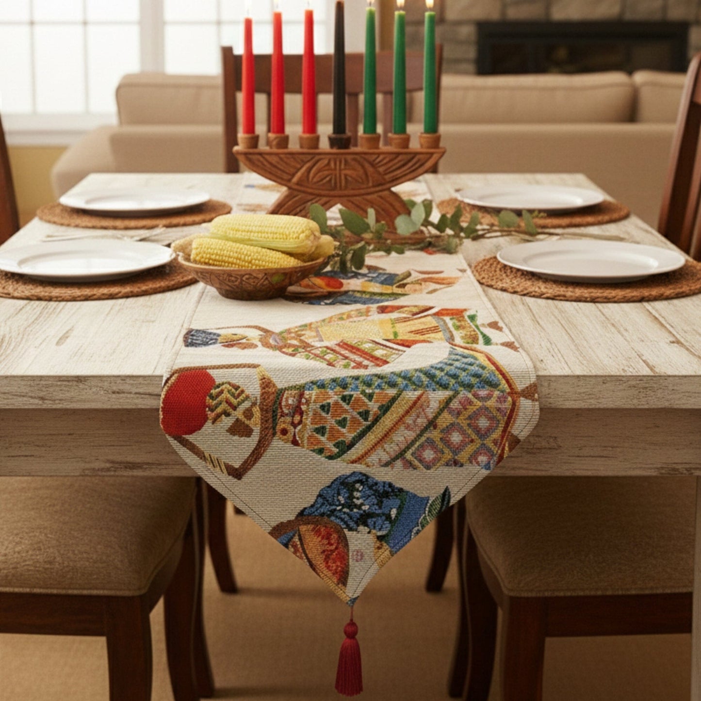 DaDa Bedding Dancing Women African Dreams Elegant Woven Tapestry Dining Table Runner (18117)