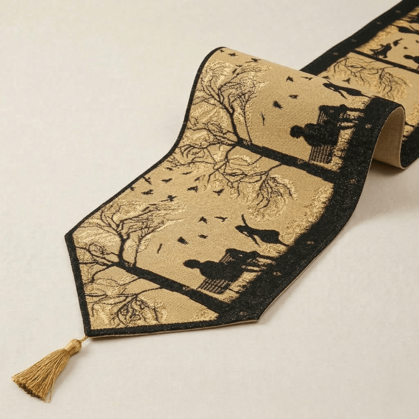 DaDalogy Autumn Birds Family Gathering Woven Tapestry Dining Table Runner (18198)