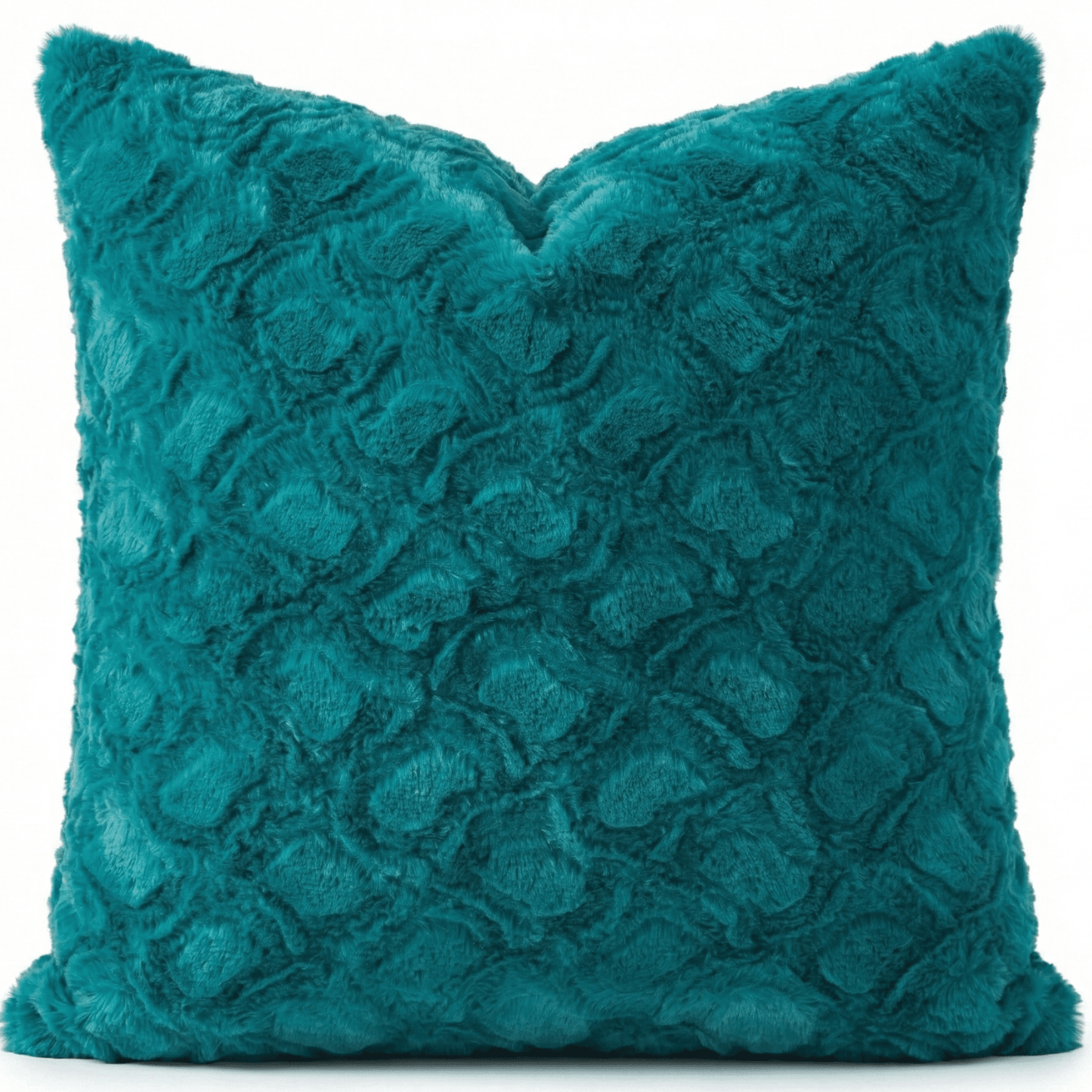 DaDa Bedding Emerald Green Blue Faux Fur Pillow Cover