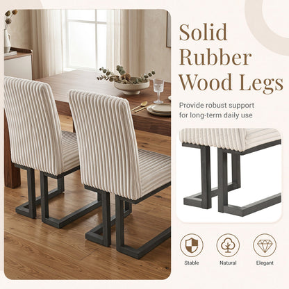 Upholstered Dining Chairs Set of 2 with Rubber Wood Legs