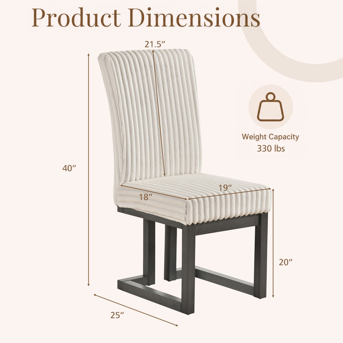 Upholstered Dining Chairs Set of 2 with Rubber Wood Legs
