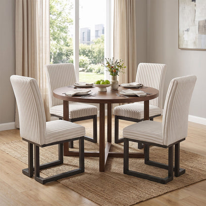 Upholstered Dining Chairs Set of 4 with Rubber Wood Legs