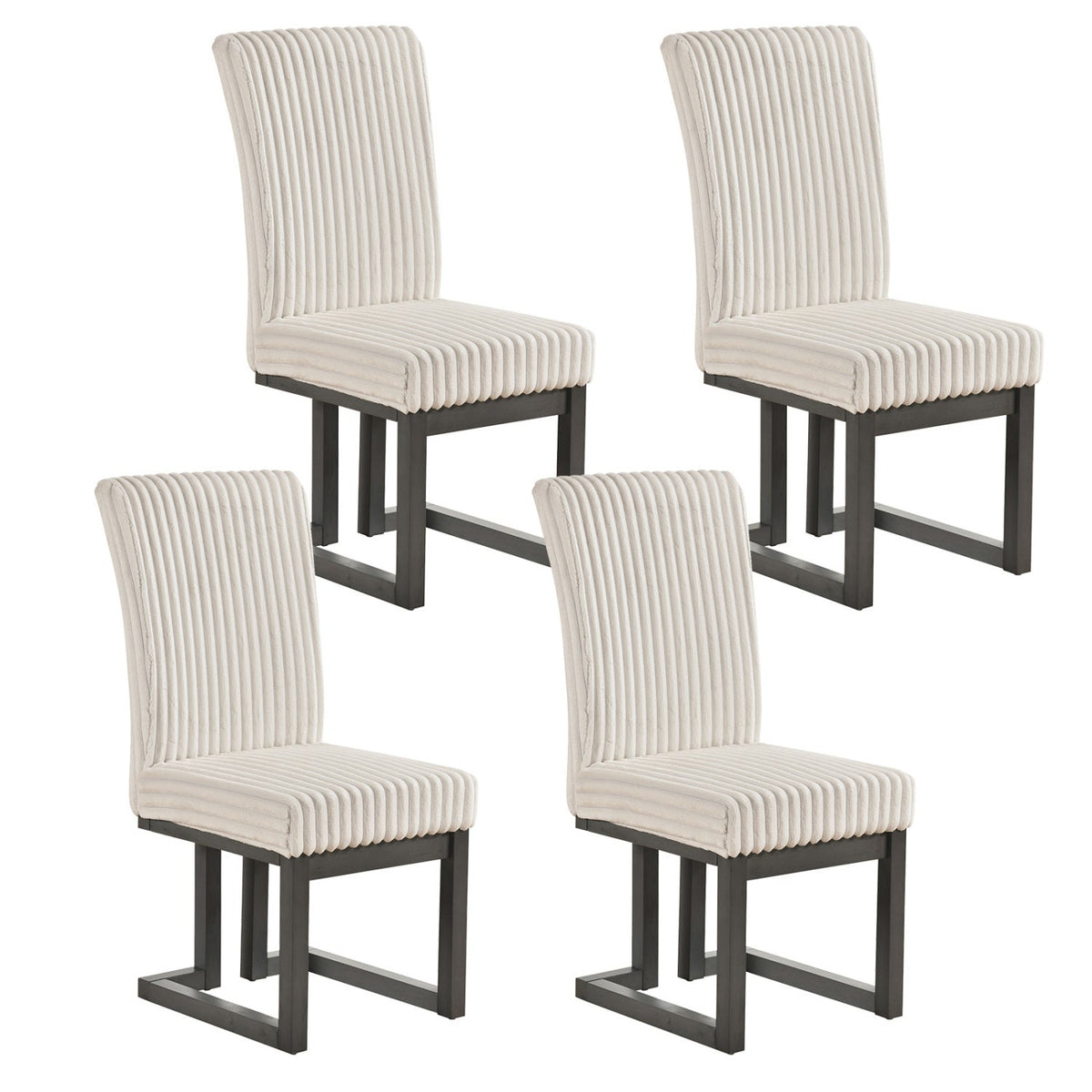 Upholstered Dining Chairs Set of 4 with Rubber Wood Legs