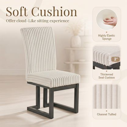 Upholstered Dining Chairs Set of 4 with Rubber Wood Legs
