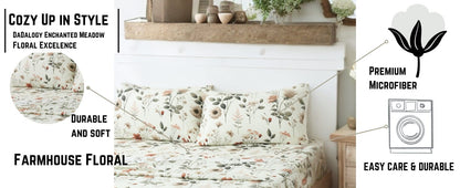 DaDalogy Enchanted Meadow Floral Microfiber Sheet Set