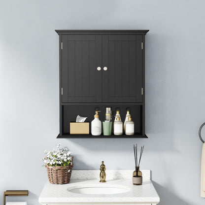 Wall Mount Bathroom Cabinet Storage Organizer with Doors and Shelves