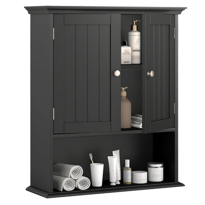 Wall Mount Bathroom Cabinet Storage Organizer with Doors and Shelves