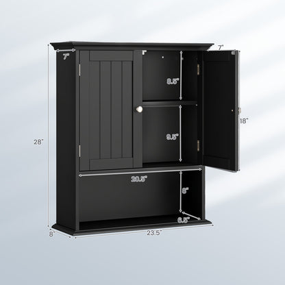 Wall Mount Bathroom Cabinet Storage Organizer with Doors and Shelves