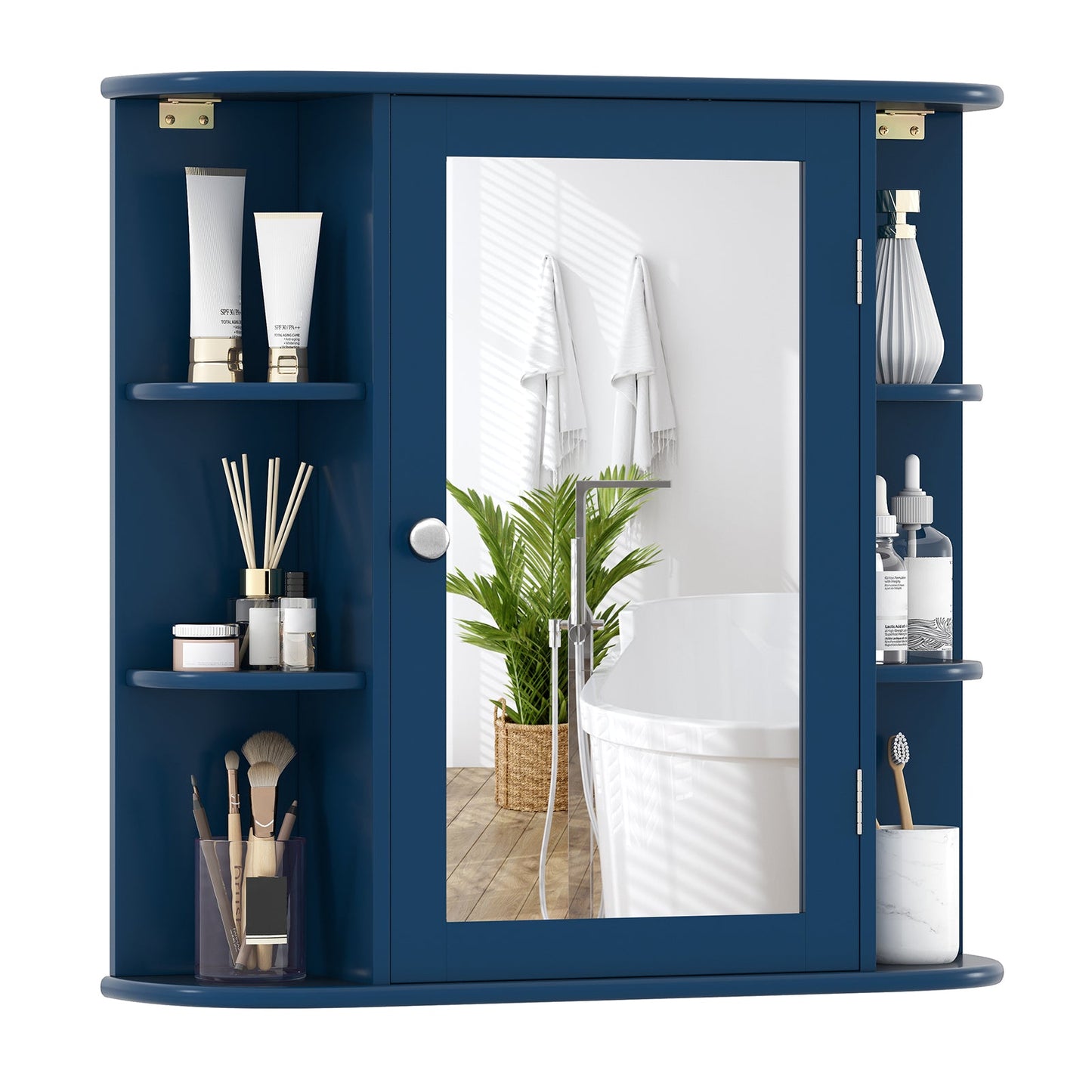 Wall-Mounted Bathroom Mirror Cabinet with Storage Shelves