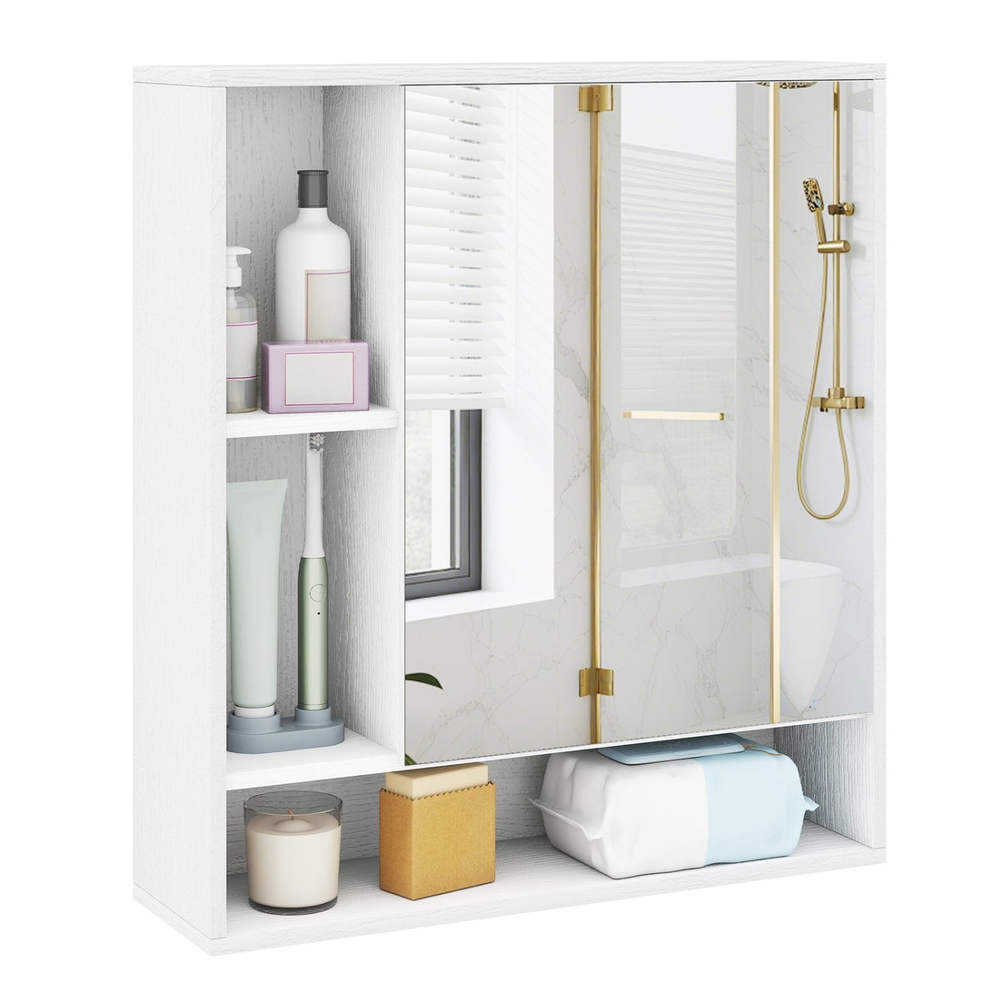 Wall Mounted Bathroom Cabinet with Mirror Single Door