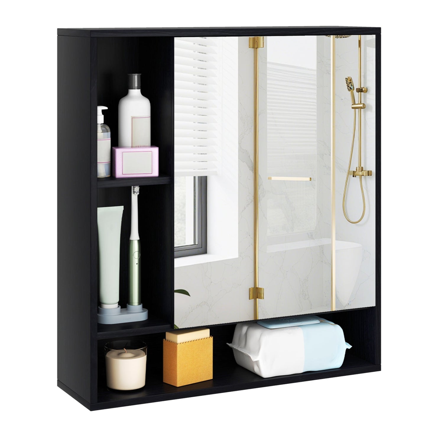 Wall Mounted Bathroom Cabinet with Mirror Single Door