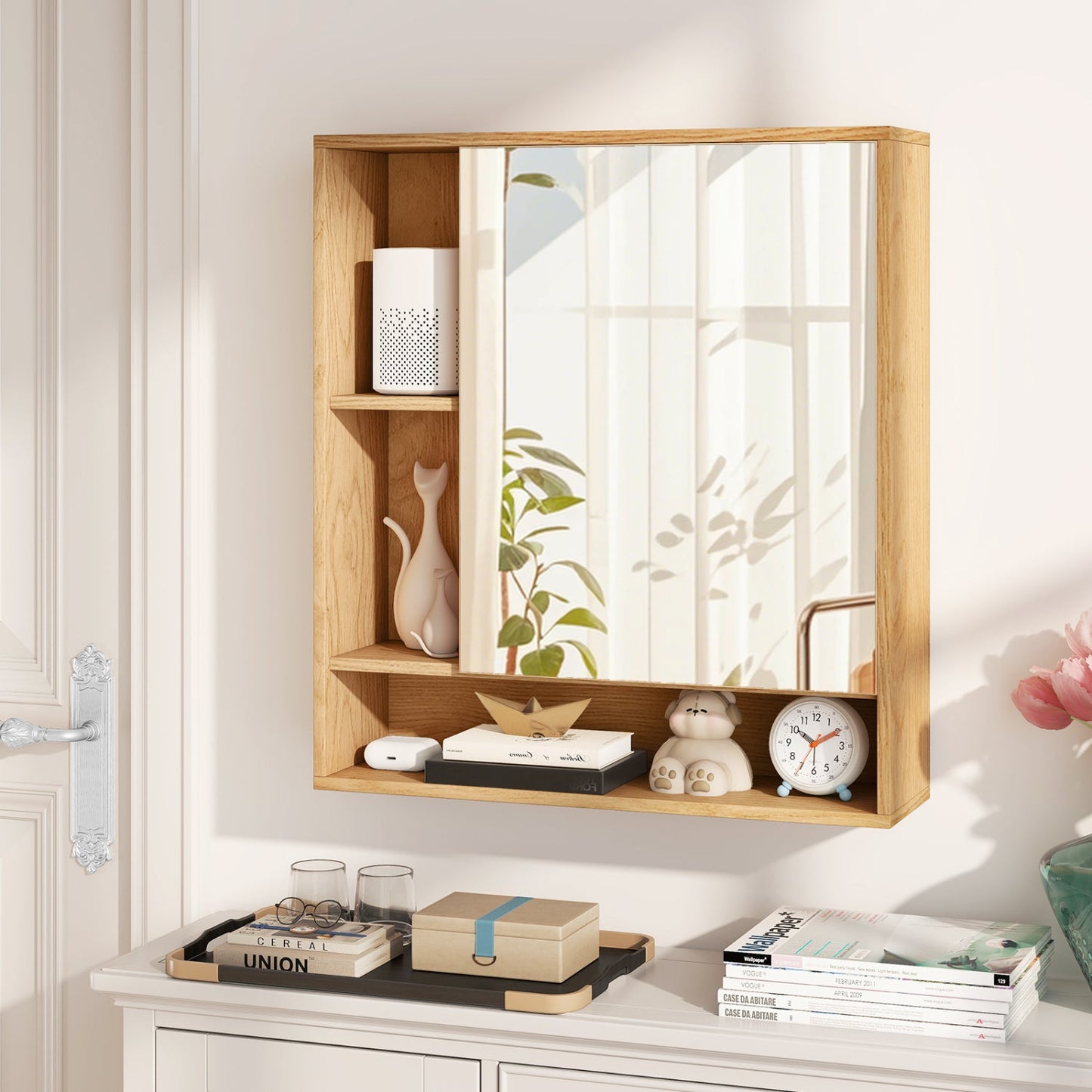 Wall Mounted Bathroom Cabinet with Mirror Single Door