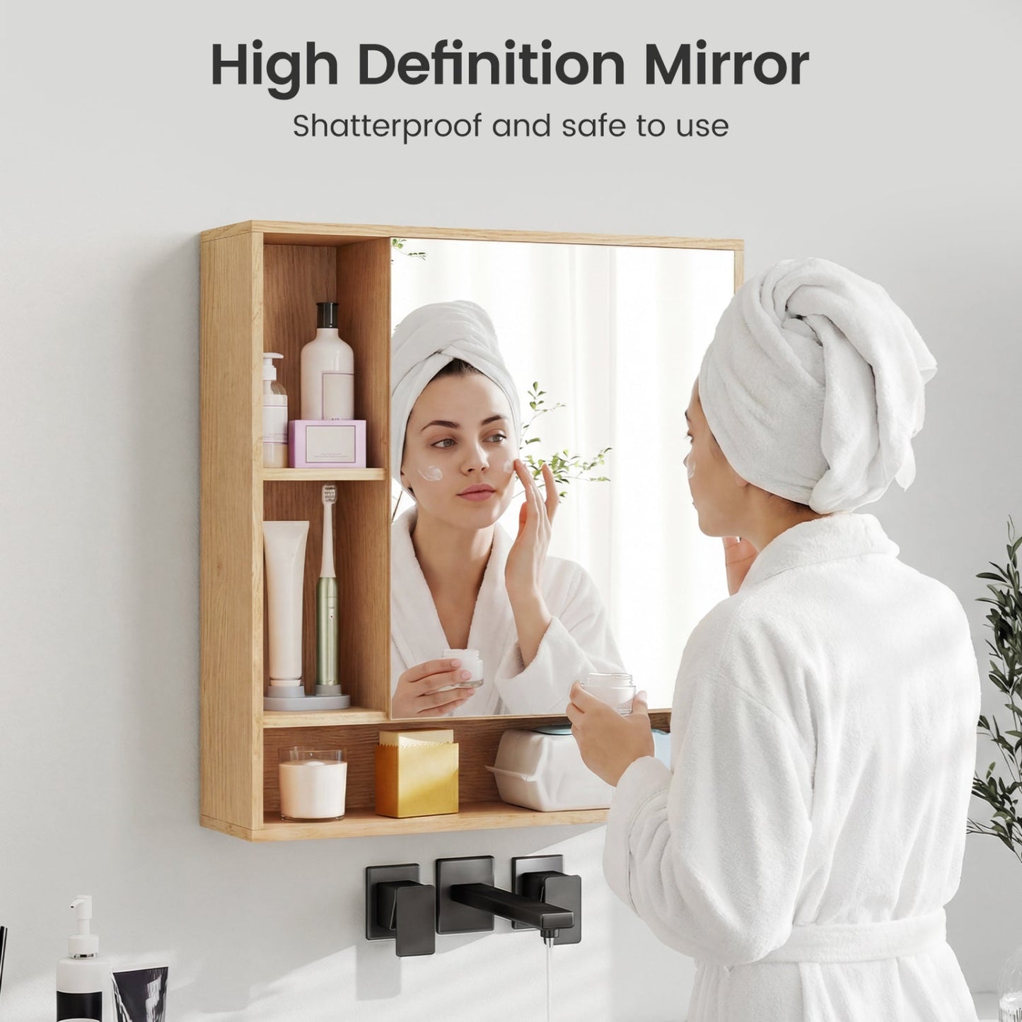 Wall Mounted Bathroom Cabinet with Mirror Single Door