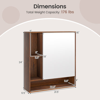 Wall Mounted Bathroom Cabinet with Mirror Single Door