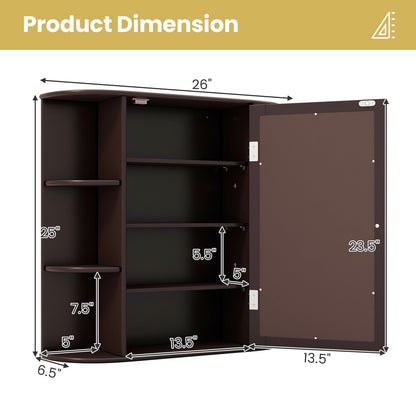 Wall-Mounted Bathroom Mirror Cabinet with Storage Shelves