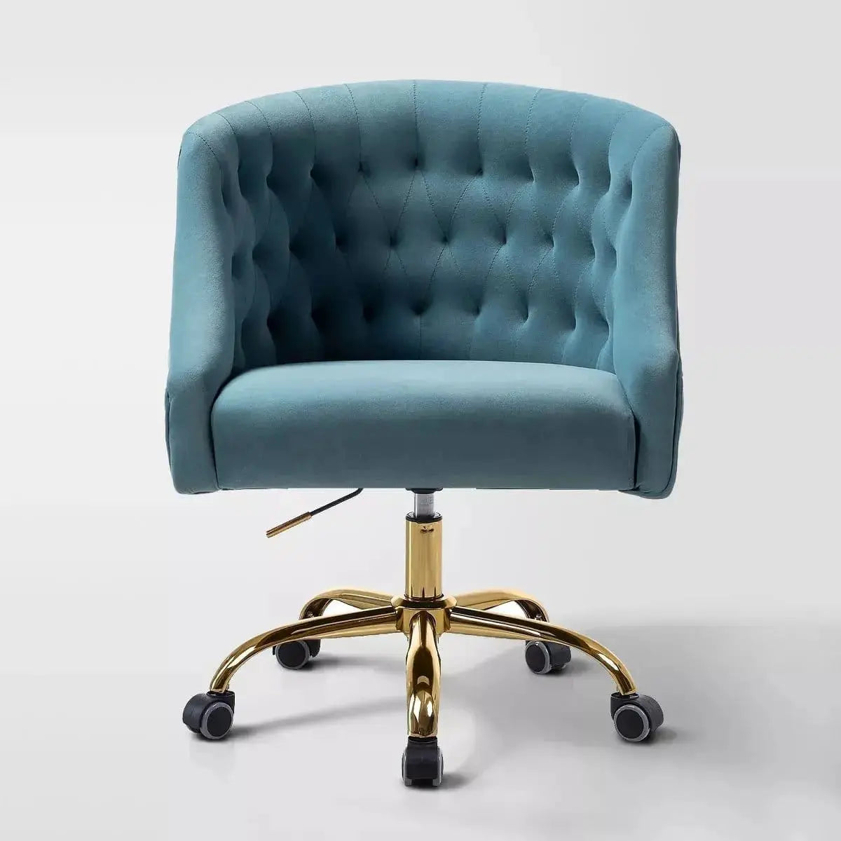 Curvaceous Velvet Swivel Office Chair with Gold Base