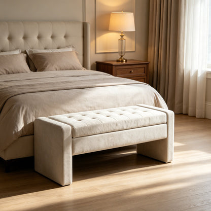 50" Modern Upholstered Storage Bench with Tufted Seat