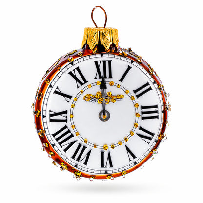 Watch with White Dial Glass Ornament Hanging Christmas Tree Decoration 3.2 Inches