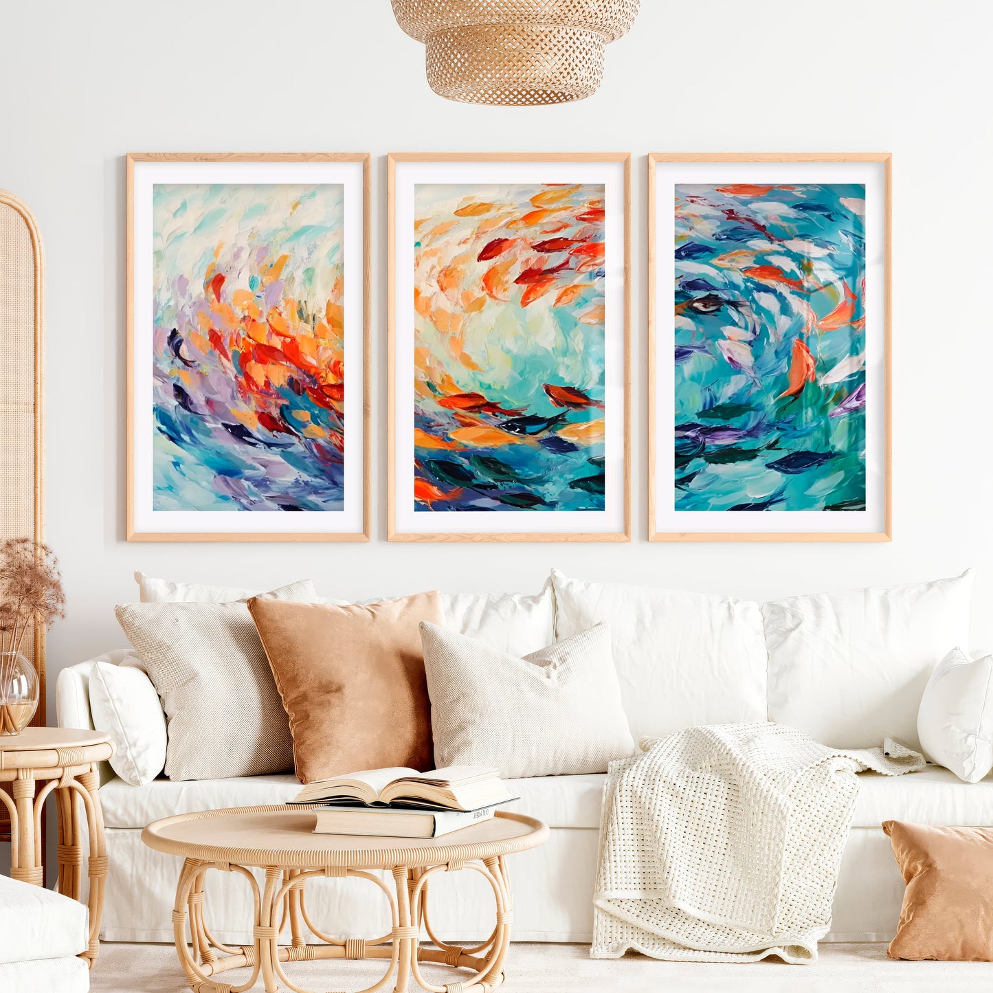 Abstract Sea Painting Triptych - Modern Ocean Wall Art