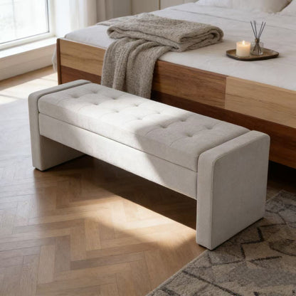 50" Modern Upholstered Storage Bench with Tufted Seat