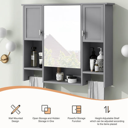 Wall Mounted Bathroom Storage Cabinet With Mirror, Medicine Cabinet With Towel Bar