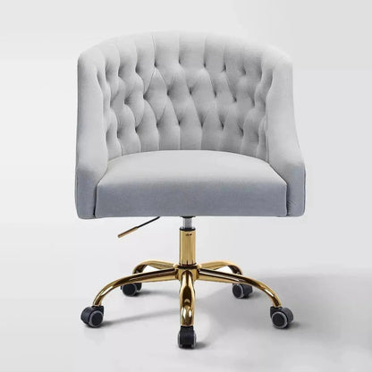 Curvaceous Velvet Swivel Office Chair with Gold Base