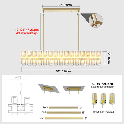 Luxury Crystal Chandelier | Double-Ring LED Ceiling Light for Living Room & Dining Room — Black or Gold, Round or Rectangular