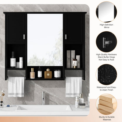 Wall Mounted Bathroom Storage Cabinet With Mirror, Medicine Cabinet With Towel Bar