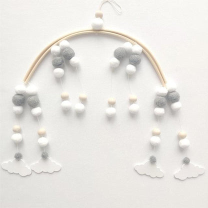 Baby Nordic Wooden Beads Wind Chimes with Wool Balls Nursery Mobile Crib Bed Bell Baby Bedroom Ceiling Wooden Beads Wind Chime Hanging Newborn Baby Bed Hanging Wind-bell Crib Tent Kids Room Decorations Ornaments
